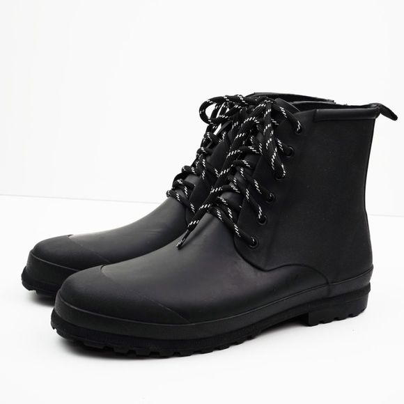 New MADEWELL Size 6 The Lace-Up Lugsole Rain Boot in Black - Picture 5 of 6